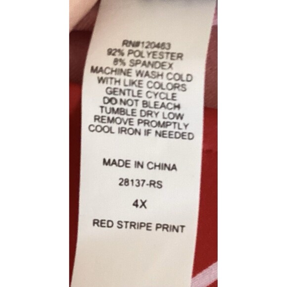 Violet B Women’s 4X Top Red White Stripe Pullover Banded Stretch Tunic - Picture 4 of 4